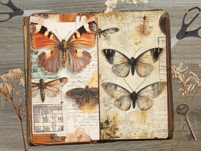 Rustic Insect Specimen Junk Journal Pages Printable Ephemera With ...