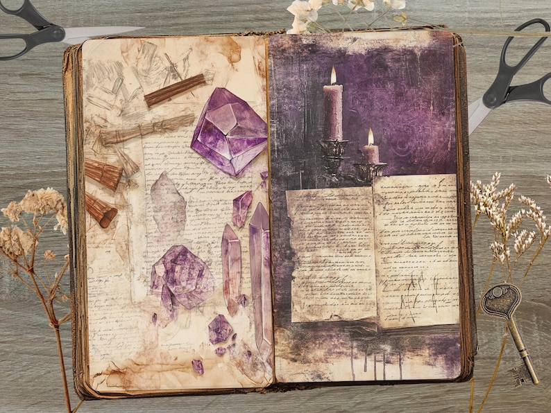 Witchcraft Potion Junk Journal Page JPG Magical Fantasy Collage Dark ...