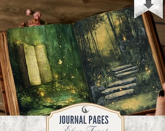 Fantasy Elf Junk Journal Pages Medieval Elves Magical Forest Fantasy Printable Journal Set of 10 Whimsical Elven Forest Digital Download
