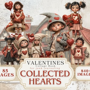 Ephemera Valentine persona's bundel digitaal collageboek grillige liefde knippen en collage afdrukbaar voor scrapbooking Galentines ambachtelijke projecten