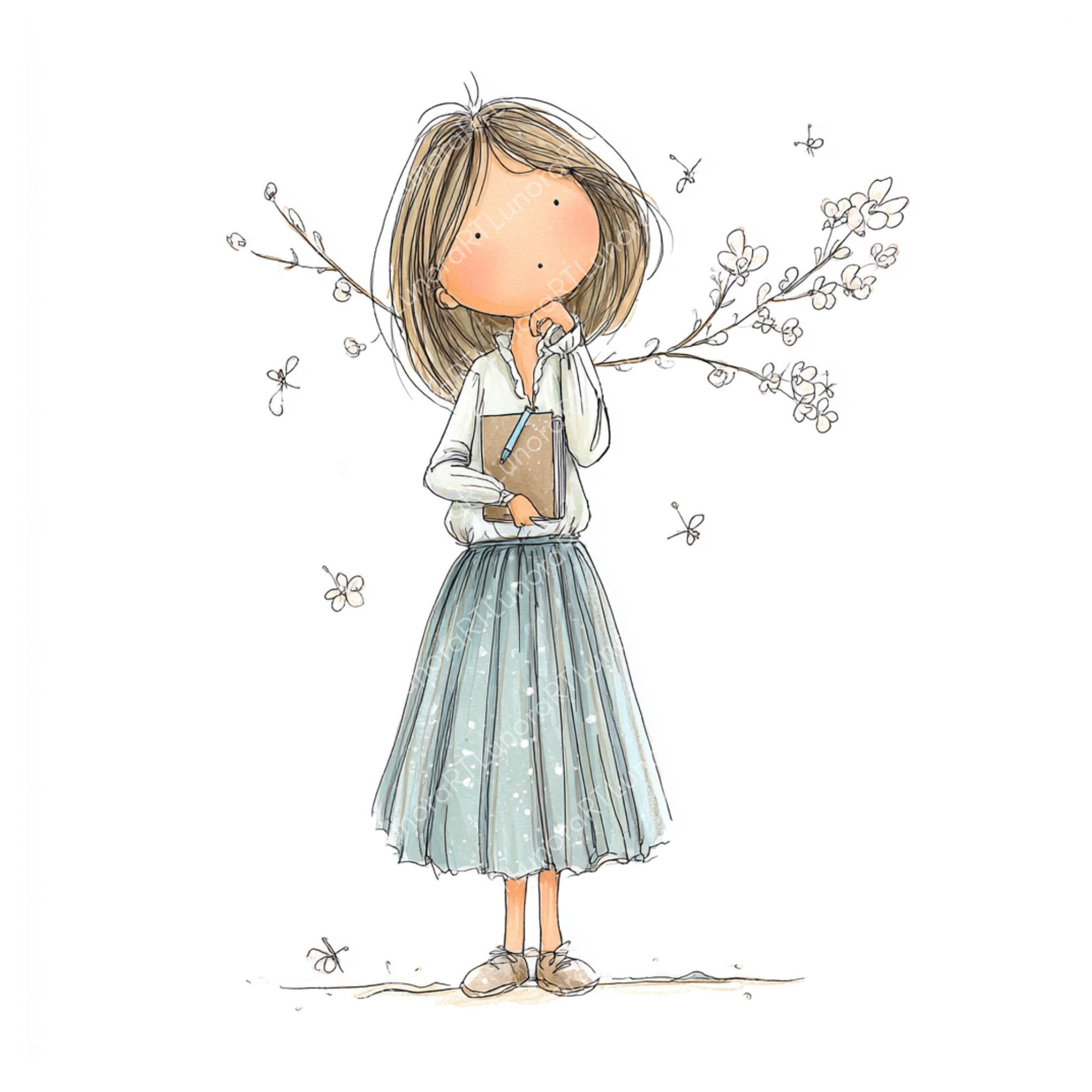 Late Spring Characters Names Quirky Whimsical Spring Characters JPG Clipart Cute Storybook ...
