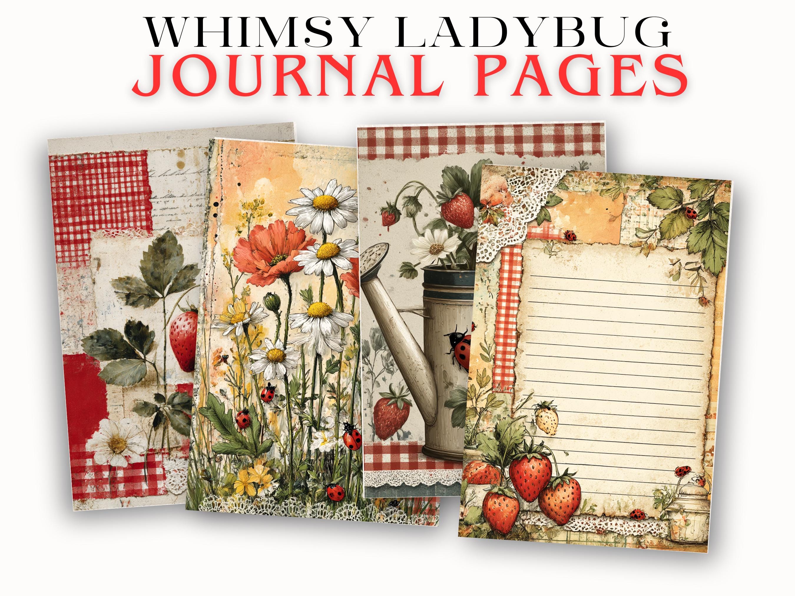 Quirky Ladybug Junk Journal Page JPG Whimsical Cottagecore Collage ...