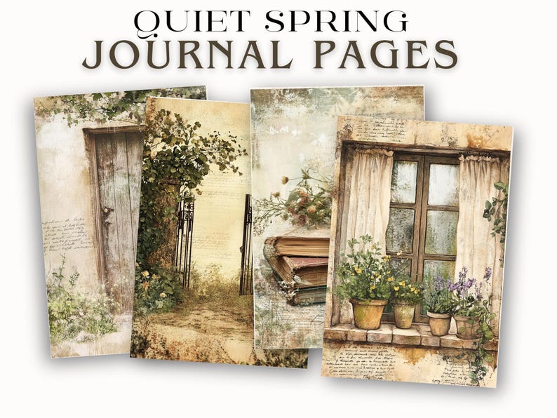 Cottage Spring Junk Journal Pages JPG Illustrated Garden Kitchen Herbs ...