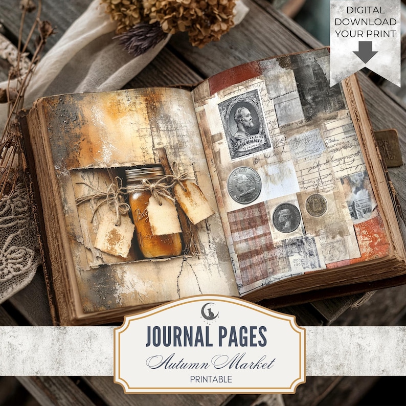 Autumn Junk Journal Pages Cinnamon Bark Tones Fall Ephemera Printable ...
