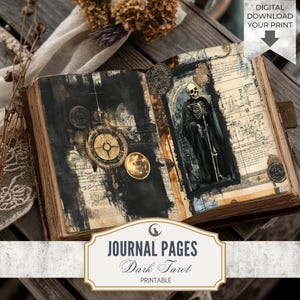 Dark Tarot Junk Journal Seiten Set von 10 druckbare 300 DPI digitale Papiere mystische Gothic Wahrsagekunst für Scrapbooking Crafts Collage