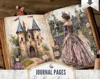 Royal Castle Junk Journal Pages JPG PDF Whimsical Princess Cottagecore Fairytale Palace Garden Scrapbook Ephemera Digital Download