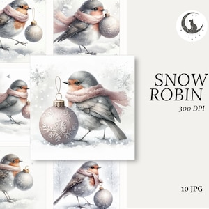 Snöroja Akvarell Nyckfullt Efemera Skogsmark Djur Skräpjournal Papperspyssel Clipart Julkort Element Vinter Collage Bok
