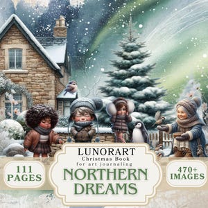 Winter verschneit Digital Cut und Collage Buch, arktische Tiere druckbare Ephemera, schrullig Art Journaling, Weihnachten Sammelalbum digitaler Download