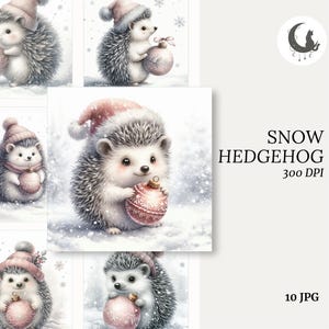 Ouriço da neve aquarela itens efêmeros caprichosos animais da floresta lixo diário papel artesanato clipart cartão de feriado elemento inverno colagem livro
