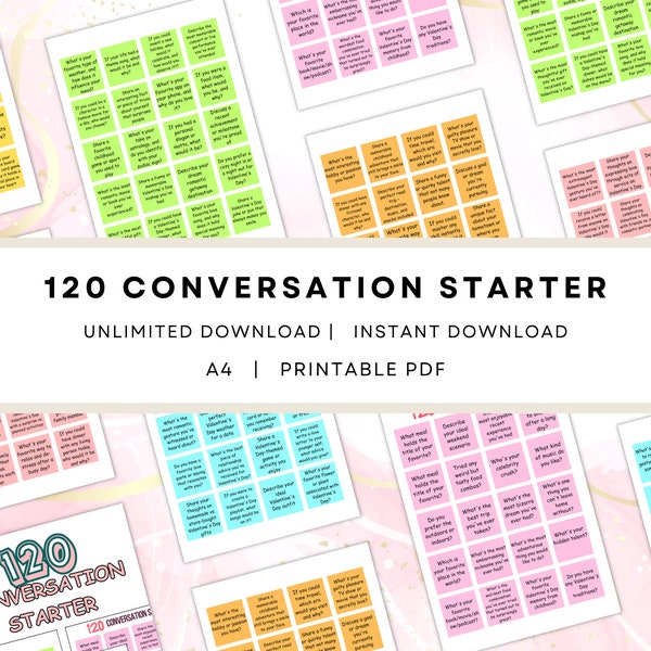 120 Conversation Starter/Cards, Ice breaker, Family Gathering Conversation, Couples Conversation Starter,Valentines Day Conversation Starter