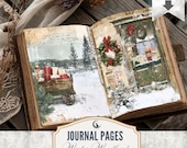 Christmas Winter Woodland Junk Journal Pages Pine Forest Printable Ephemera Rustic Holiday Collage Sheets Scrapbook Paper Kit JPG Download