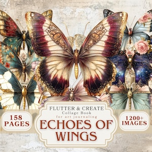Ephemera Butterfly Bundle Libro collage digitale Arte farfalla stravagante Ritaglia e collage stampabili per progetti di scrapbooking, artigianato e fai da te