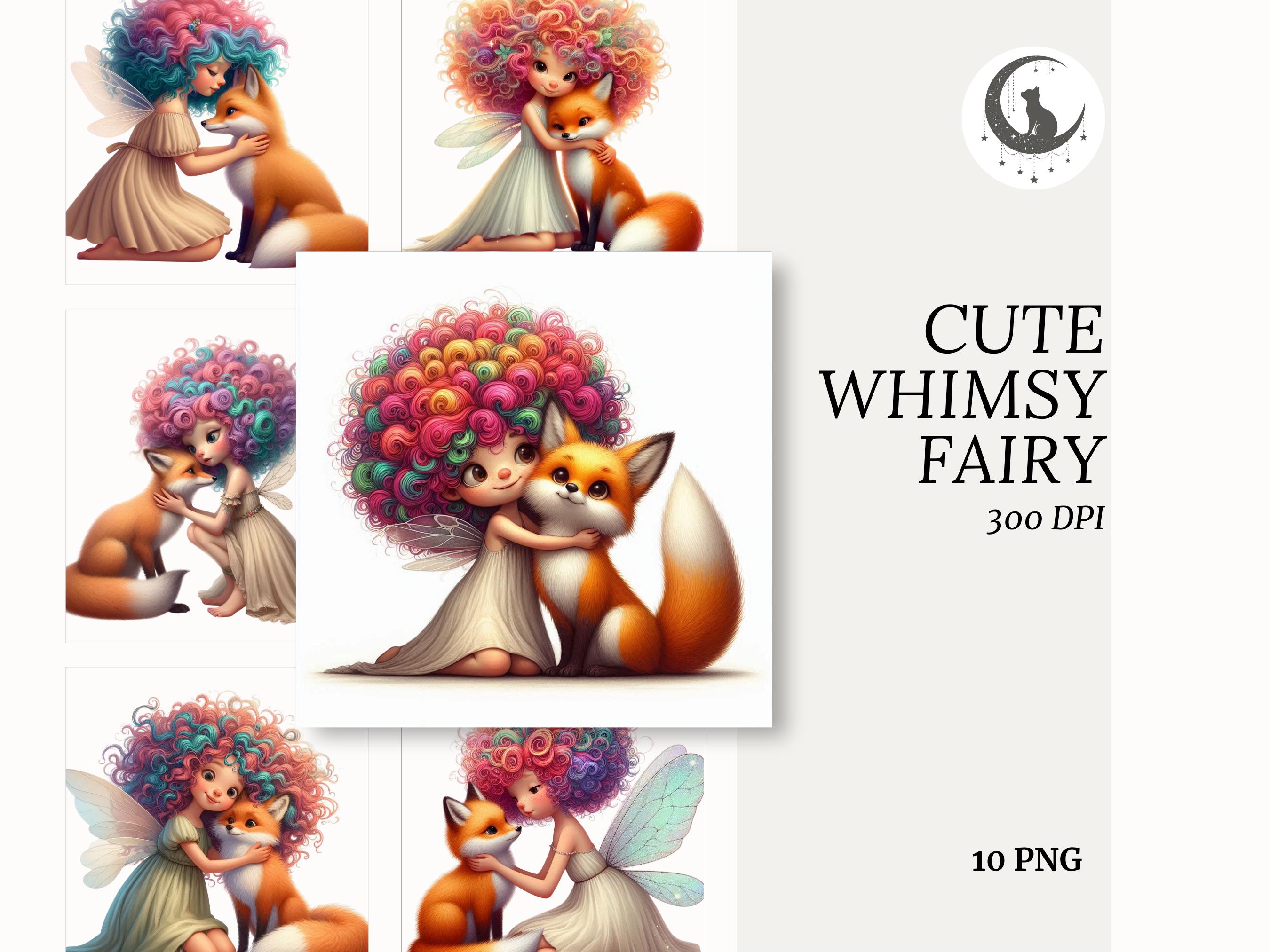 Cute Whimsical Fairy Clipart PNG Magical Fantasy Illustration Quirky ...