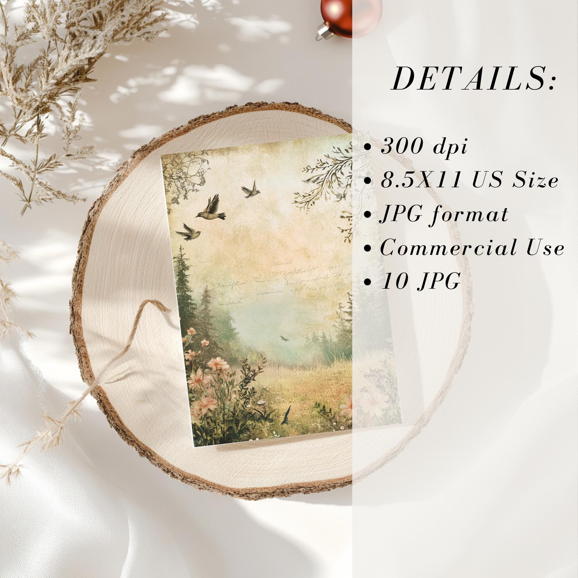 Spring Theme Junk Journal Pages Set of 10 Printable 300 DPI Digital ...