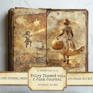 Fairy Theme Junk Journal Pages Enchanted Fantasy Printable Journal Set of 10 Whimsical Digital Paper Craft for Scrapbooking Download