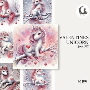 Unicórnio Dia dos Namorados Aquarela Caprichoso Efêmera Animal Mágico Diário Papel Artesanato Clipart Cartão de Amor Elemento Fantasia Colagem Livro