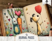 Quirky Animals Junk Journal Pages, Whimsical Ephemera Printable, Rustic Scrapbook Backgrounds, Art Collage Paper, JPG Digital Download