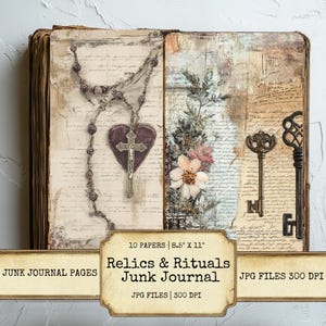 Gothic Halloween Junk Journal Pages Dark Grunge Ephemera Printable Ritual and Relic Collage Kit Horror Scrapbook Paper JPG Digital Download