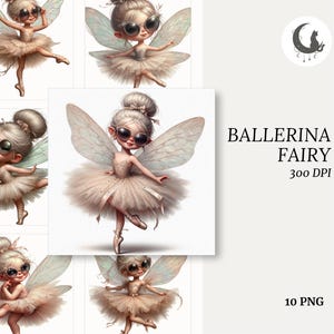 Ensemble de cliparts fée ballerine jolies filles fantaisistes ailes robe de danse PNG Transparent Costume Pastel princesse magique enfants usage commercial