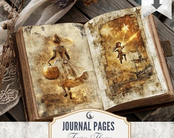 Fairy Theme Junk Journal Pages Enchanted Fantasy Printable Journal Set of 10 Whimsical Digital Paper Craft for Scrapbooking Download