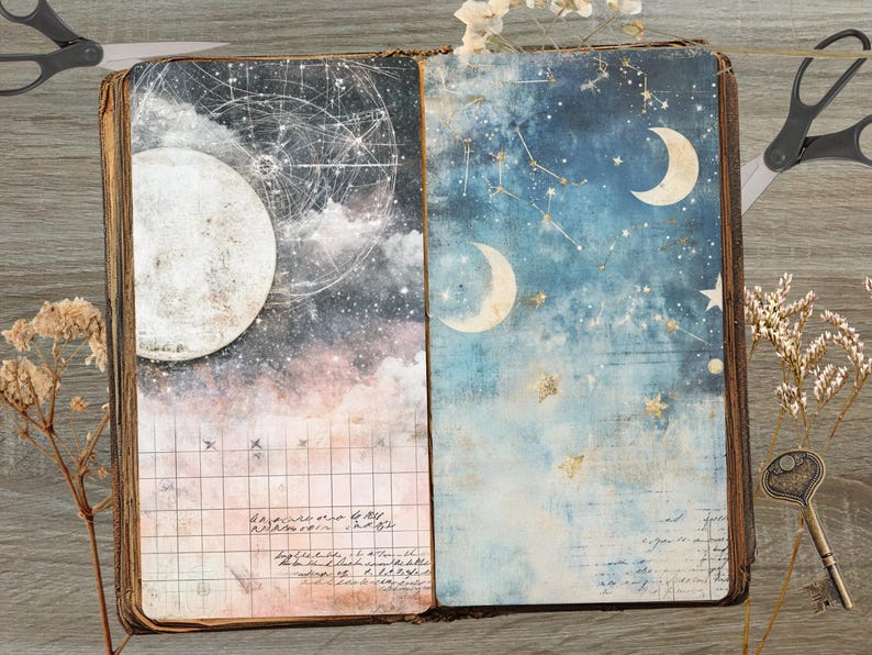 Celestial Dreamscape Junk Journal Pages Set of 10 Printable 300 DPI ...