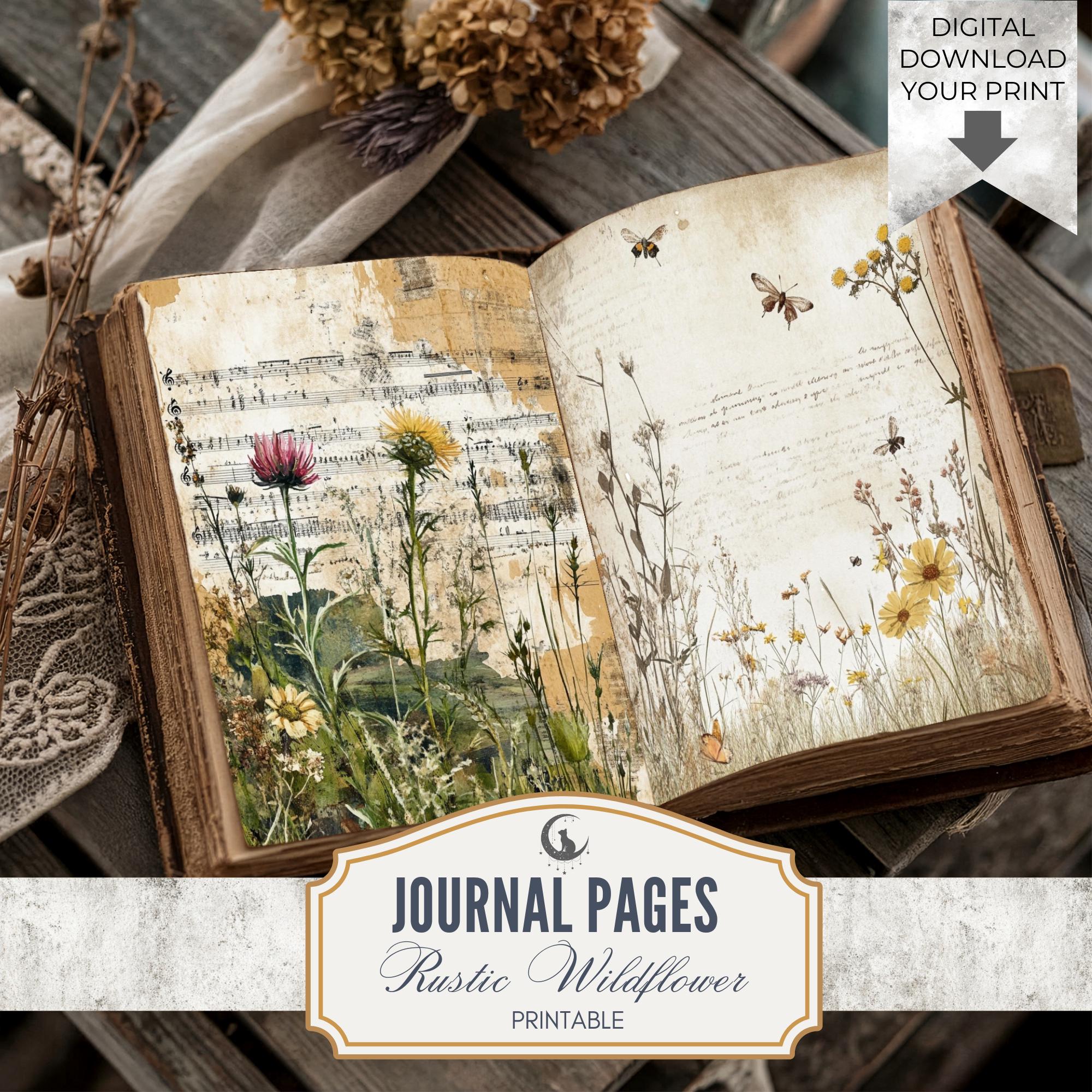 Rustic Notes Page Rustic Wildflower Meadow Junk Journal Pages Set of 10 Printable 300 DPI ...