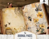Honeycomb Bee Spring Junk Journal Pages Set of 30 Printable 300 DPI Digital Paper Whimsical Nature for Scrapbooking Crafts Collage Download
