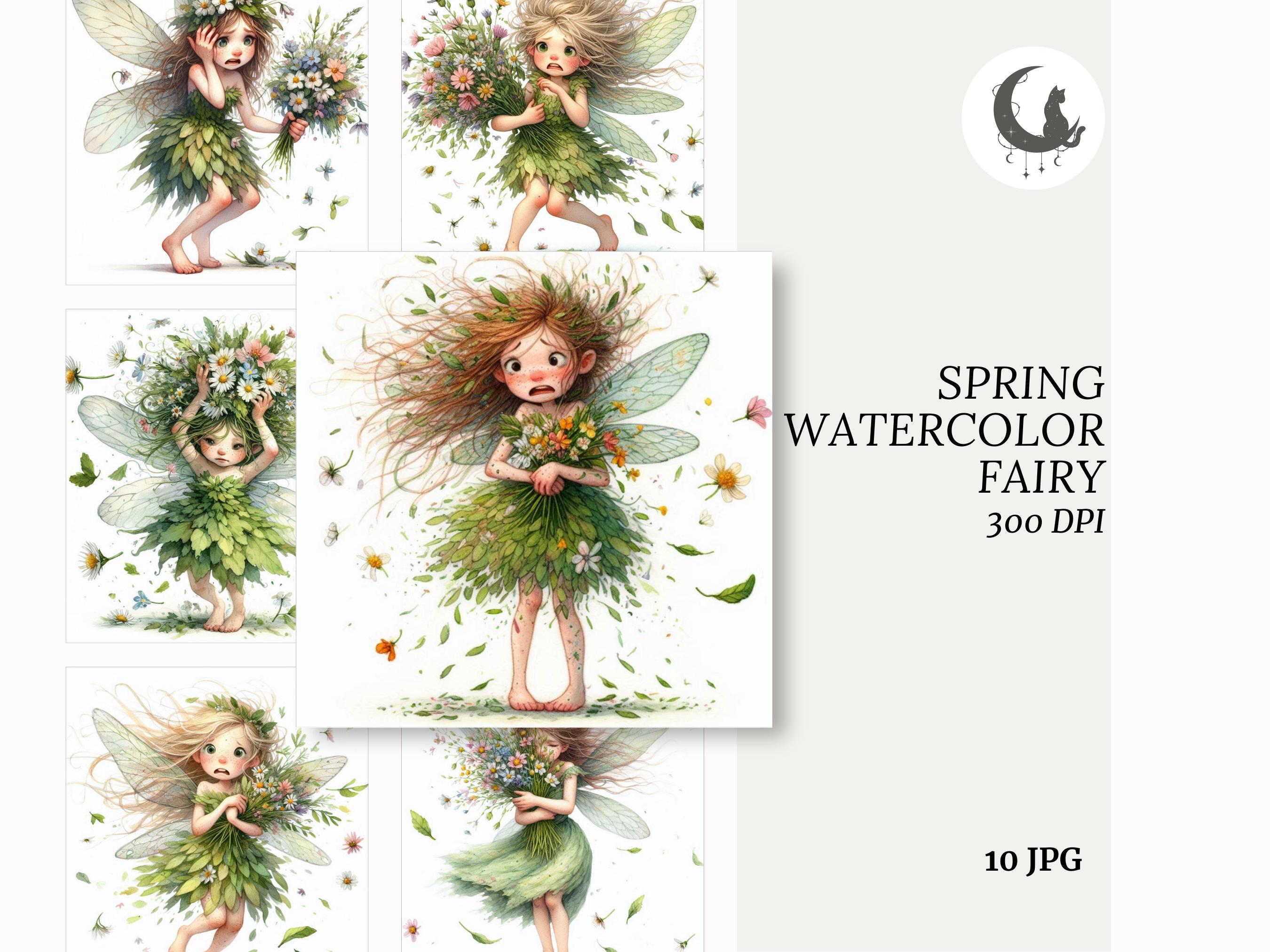 Quirky Watercolor Spring Fairy Clipart Set of 10 High Quality 300 DPI ...