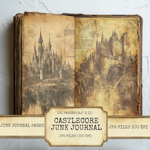 Castlecore ジャンクジャーナルページ 中世の城 ファンタジー 魔法の王国 印刷可能なジャーナル 151 枚セット 気まぐれな城 デジタルダウンロードバンドル