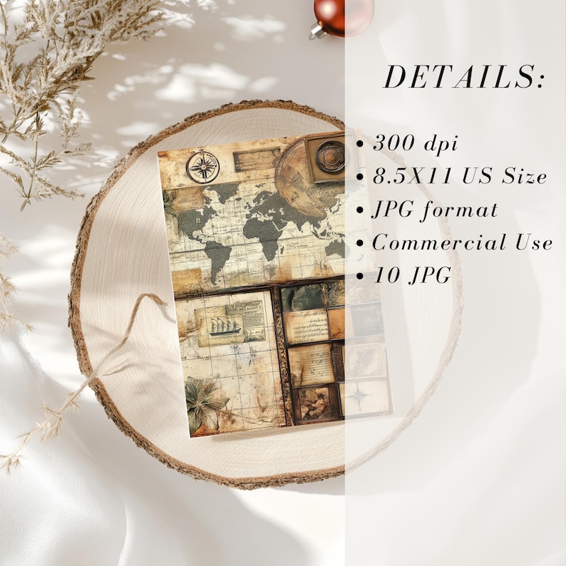 May include: A set of 10 digital paper designs featuring vintage maps, compass roses, and nautical elements. The papers are in a warm brown and cream color palette and are perfect for scrapbooking, card making, and other paper crafts.