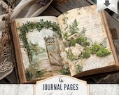 Moss and Lace Memory Junk Journal Pages Printable Set Soft Grunge Ephemera Botanical Paper for Scrapbooking Collage Rustic Inspired Crafts