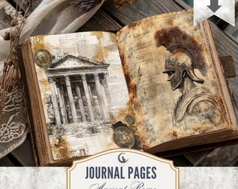 Ancient Rome Junk Journal Pages Printable Set Gladiator Architecture Mythology Antique Rustic Paper Collage Scrapbooking Digital Download