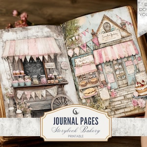 Storybook Bakery Junk Journal Pages Printable Set Whimsical Cakes Pastries Rustic Baking Ephemera Collage Scrapbooking Digital Paper