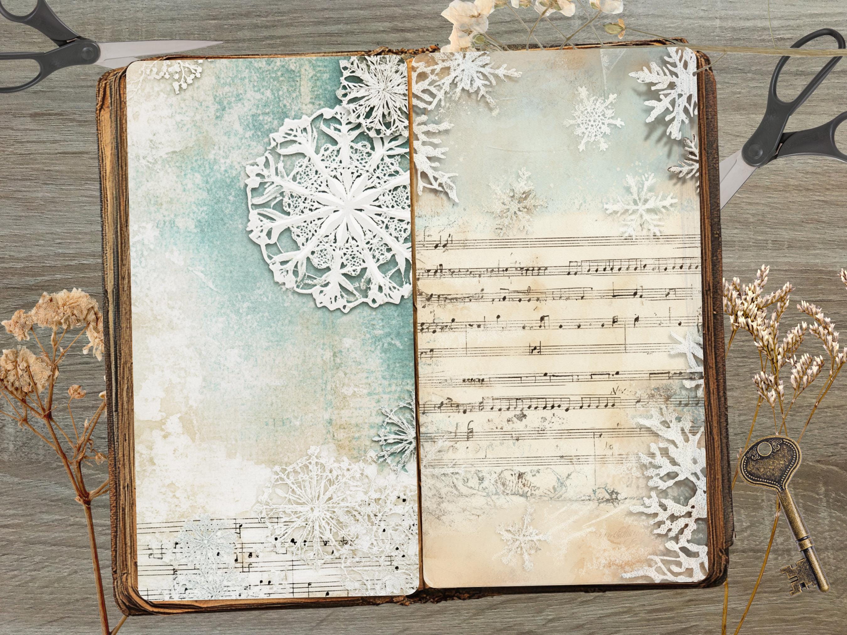 Christmas Snowflake Ephemera Junk Journal Pages Winter Holiday ...