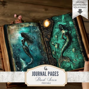 Dark Siren Junk Journal Pages Gothic Mermaid Magical Ocean Fantasy Printable Journal Set of 224 Whimsical Sea Creature Digital Download