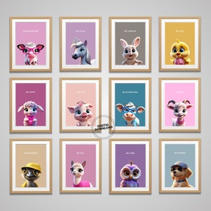 12 x Farm Party Animal prints for nursery or playroom