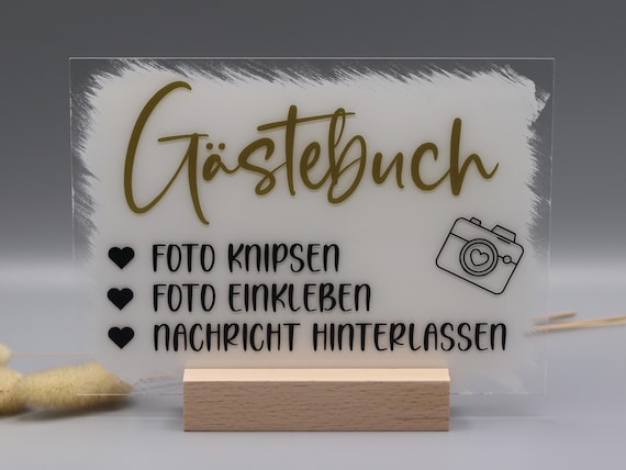 Acrylschild zur Hochzeit für Candybar, Gästebuch, Geschenketisch, Fotobox & z.B. Notfallkörbchen