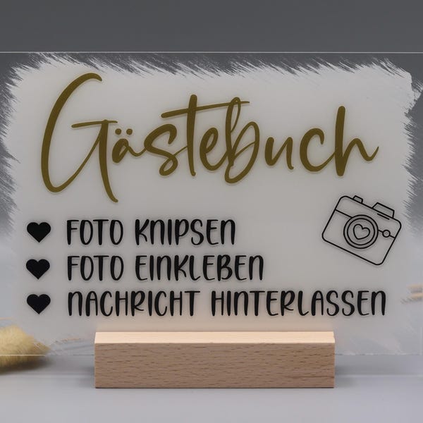 Acrylic sign for weddings, suitable for candy bars, guest books, gift tables, photo booths & emergency baskets, for example.