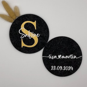 Filzuntersetzer personalisiert Untersetzer Filz Glasuntersetzer mit Namen und personalisierter Rückseite Geschenk Gastgeschenke Hochzeit