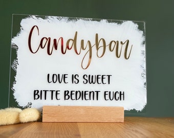 Acrylschild | Hochzeit | Candybar | Gästebuch | Geschenketisch | Fotobox | Notfallkörbchen