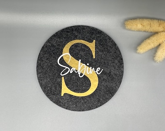 Felt coasters personalized coasters felt glass coasters with name gift party gifts wedding family celebration communion colleagues