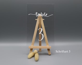 Acrylic table number sign, acrylic sign for wedding table numbers