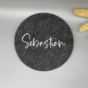 Filzuntersetzer personalisiert rund anthrazit