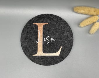 Filzuntersetzer personalisiert Untersetzer Filz Glasuntersetzer mit Namen Hochzeit Geschenk Gastgeschenk Familienfeier Kommunion Kollegen