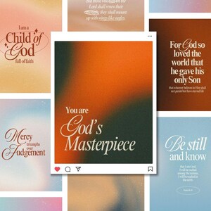Plantillas de Instagram con versículos bíblicos: Redes sociales para la iglesia (Canva, descarga digital)