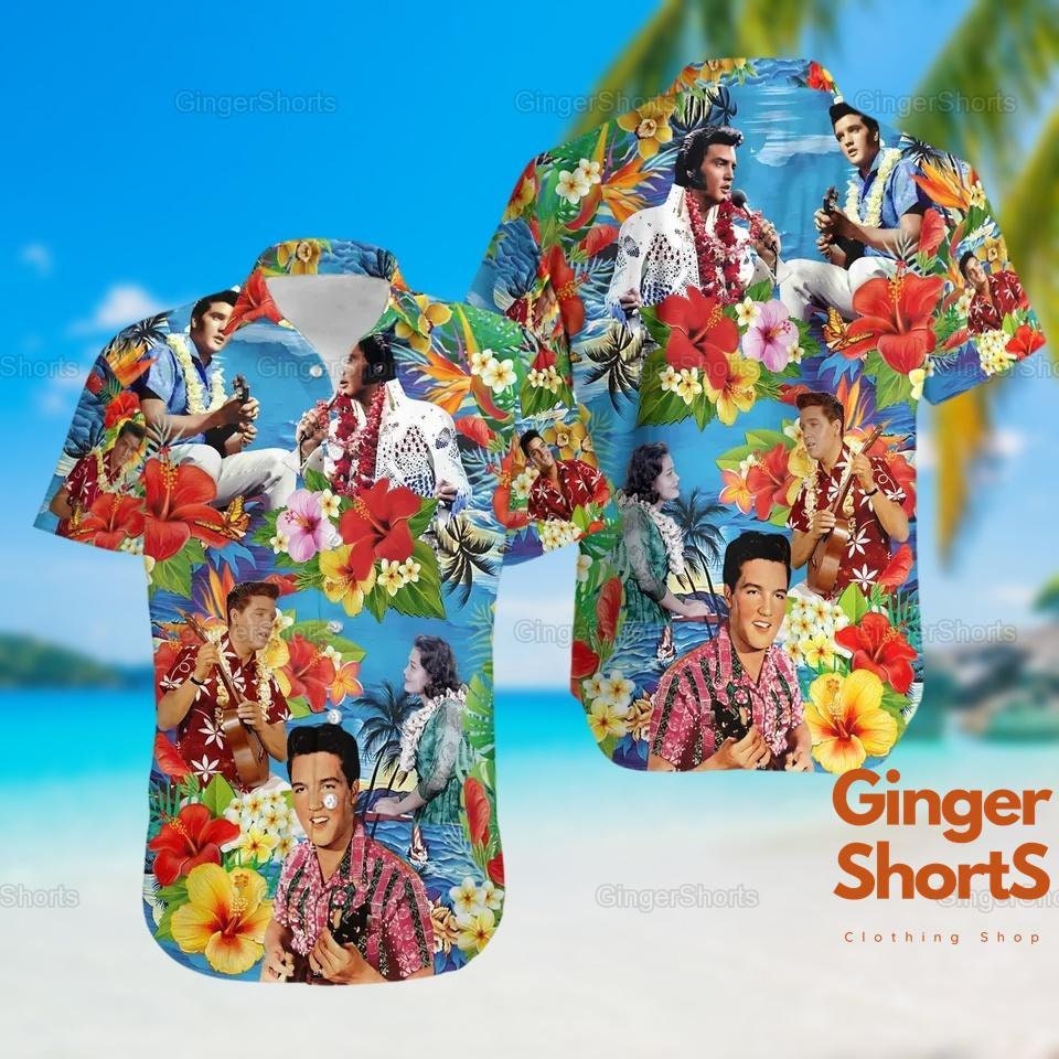 The King Of Rock Elvis Presley Hawaiian Shirt, Elvis Presley Tropical Button Shirt, Elvis Presley Aloha Shirt