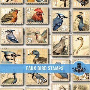 Printable Junk Journal, Faux Stamps, Birds, Ephemera, Fussy Cuts, Junk ...