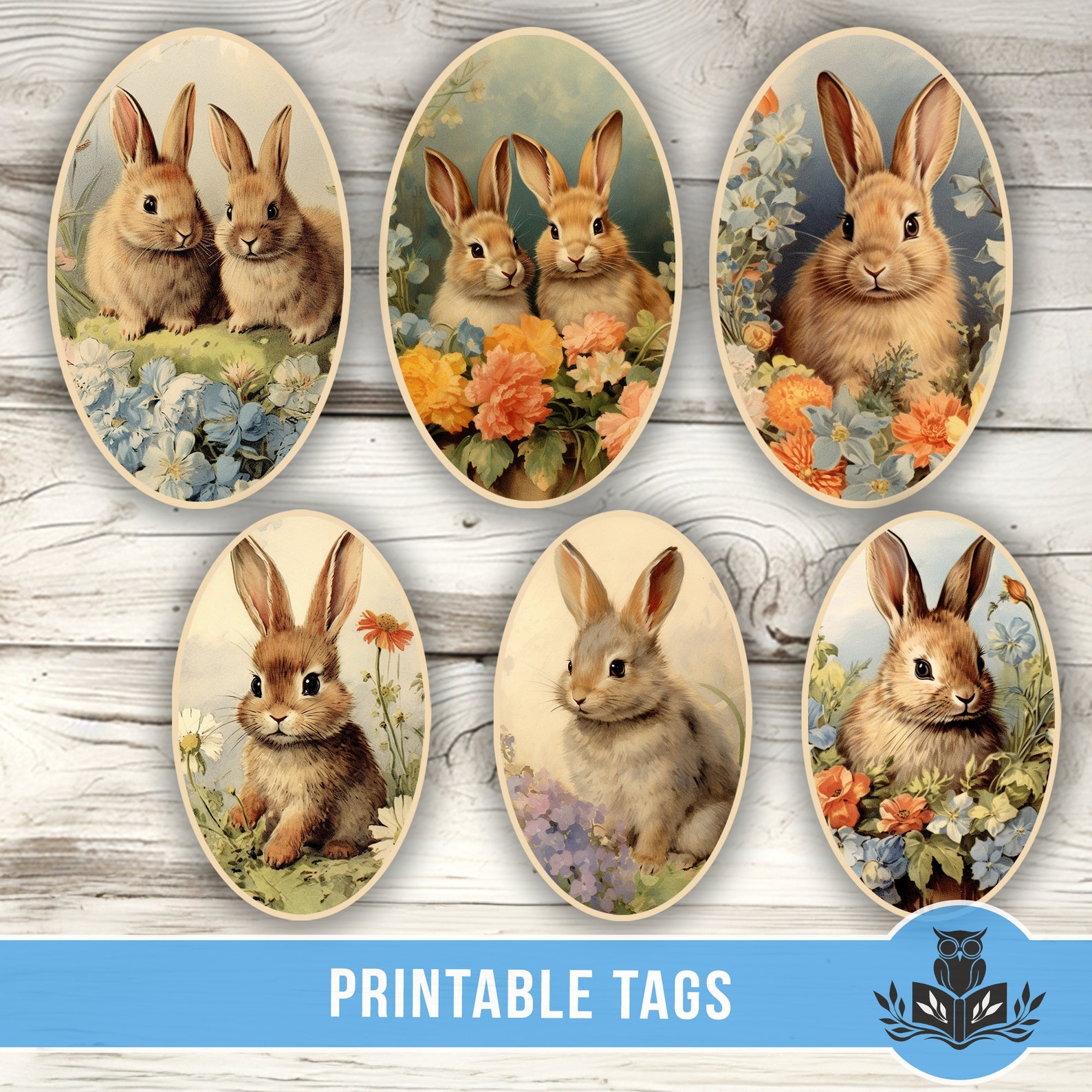 Printable Junk Journal Ephemera, Rabbits, Journal Tags, Ephemera ...