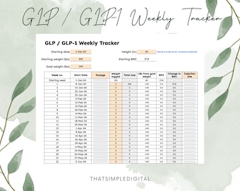 Rastreador semanal de GLP / GLP-1 (libras): ¡una sola pestaña para un uso fácil!