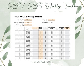 Rastreador semanal de GLP / GLP-1 (KG): ¡una sola pestaña para un uso fácil!